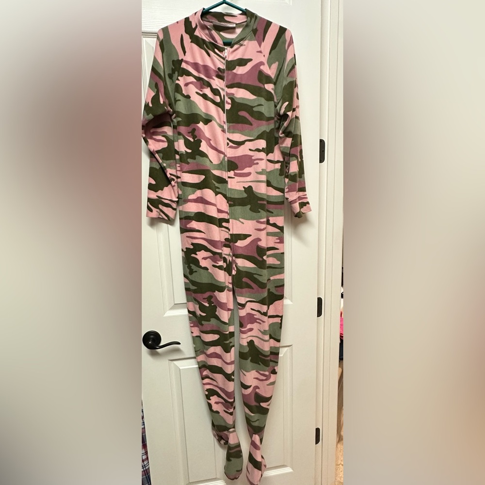 Pink and Green Camo Onesie Pajamas